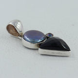 Black Onyx & Pearl Silver Pendant