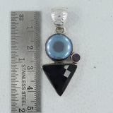 Black Onyx & Pearl Silver Pendant