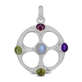 Rainbow Moonstone Silver Pendant