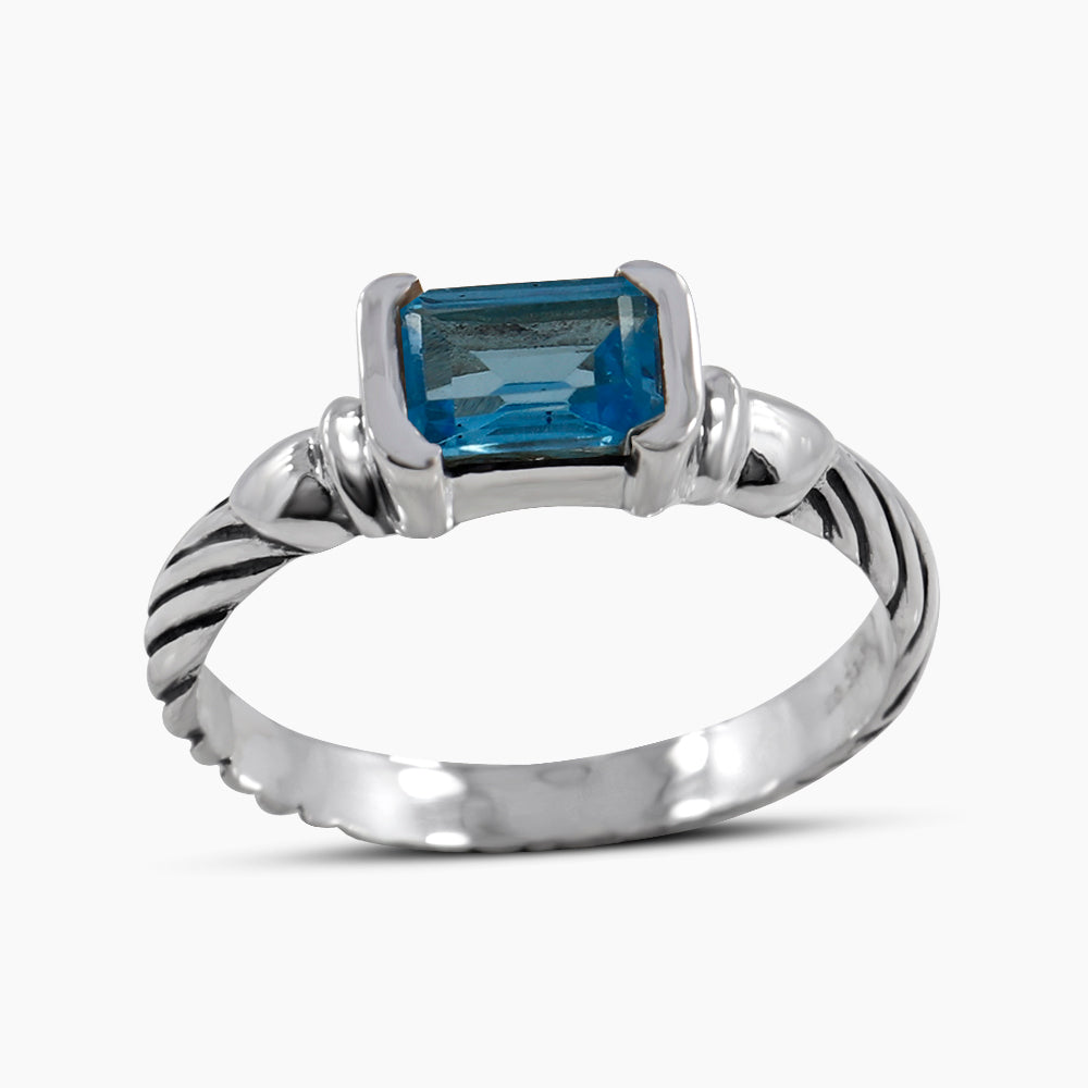 925 Sterling Silver Blue Topaz Rings