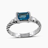 925 Sterling Silver Blue Topaz Rings