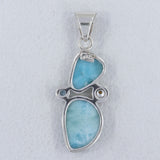 925 Silver Larimar, Blue Topaz & Pearl Pendant