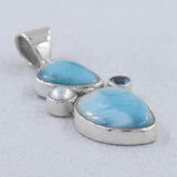 925 Silver Larimar, Blue Topaz & Pearl Pendant