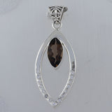 Smoky Quartz & White Zircon Pendant Necklace