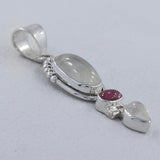 Rainbow Moonstone and Tourmaline Silver Pendant