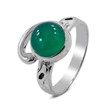 Green Onyx Cab Sterling Silver Ring