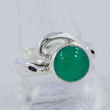 Green Onyx Cab Sterling Silver Ring