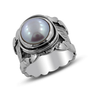 925 Silver Fresh Water Pearl Men's Ring