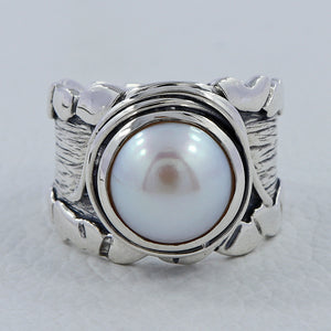 925 Silver Fresh Water Pearl Mens Rings
