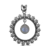 Rainbow Moonstone Silver Pendant