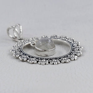 Rainbow Moonstone Silver Pendants