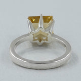 Square Cut Citrine Gemstone Silver Ring