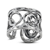 Wide Silver Band Adjustable Ring