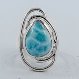 Blue Pectolite Larimar Sterling Silver Ring