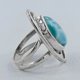 Blue Pectolite Larimar Sterling Silver Ring