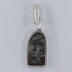 Black Rutilated Quartz Silver Pendants