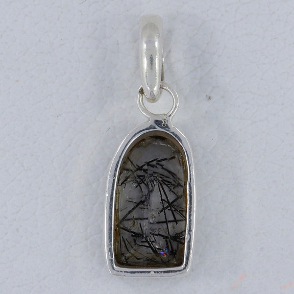 Black Rutilated Quartz Silver Pendants