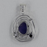 Rough Aquamarine and Blue Topaz 925 Silver Pendant