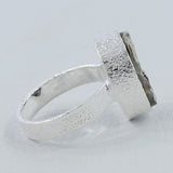 Raw Uncut Astrophyllite Silver Ring