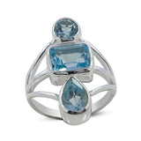 Natural Blue Topaz Silver Ring