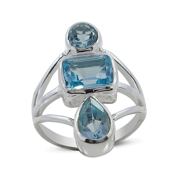 925 Sterling Silver Blue Topaz Ring