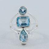 Natural Blue Topaz Silver Ring