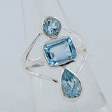 Natural Blue Topaz Silver Ring