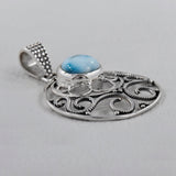 Larimar Pendant in 925 Sterling Silver