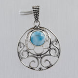 Larimar Pendant in 925 Sterling Silver