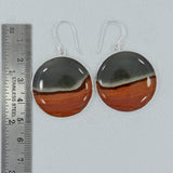 Round Cabochon Large Polychrome Jasper Women's Silver Earring