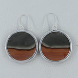 Round Cabochon Large Polychrome Jasper Women's Silver Earring