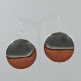 Round Cabochon Large Polychrome Jasper Women's Silver Earring