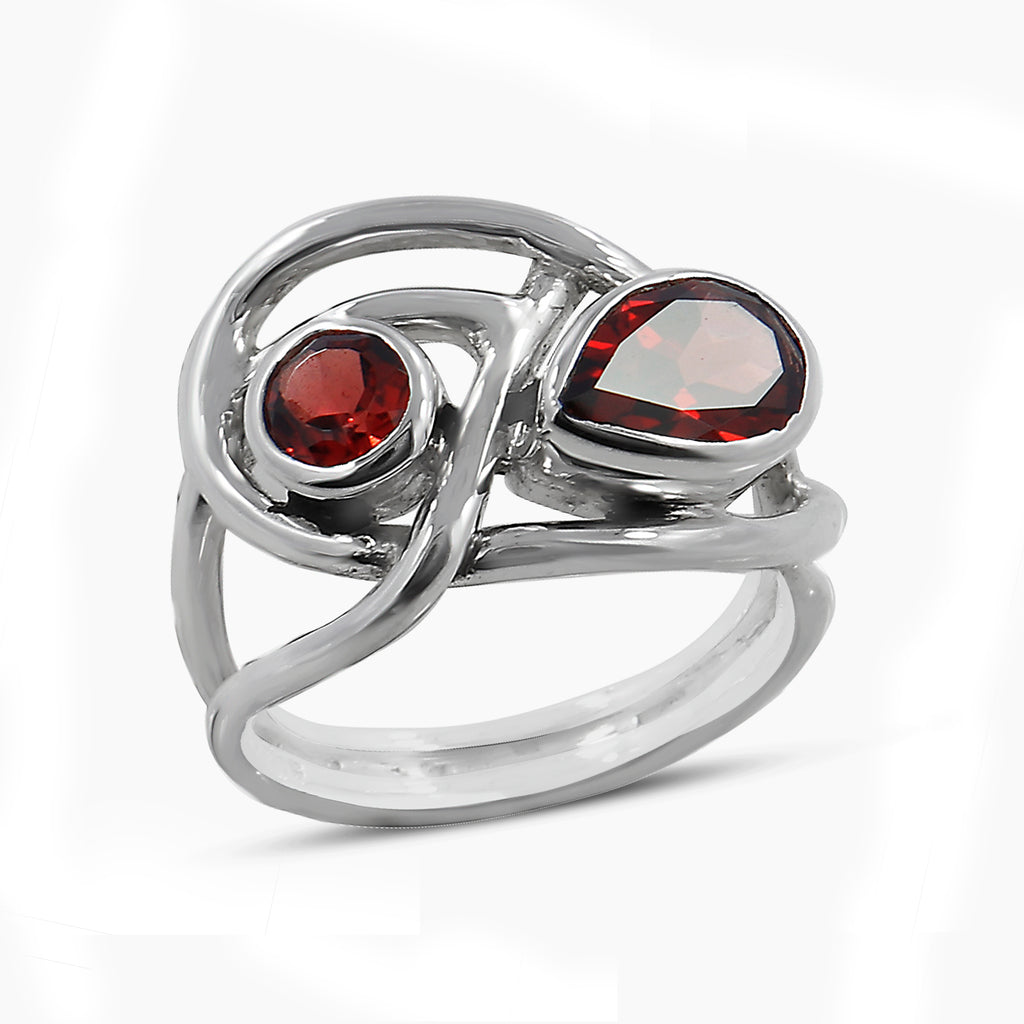Garnet Silver Rings