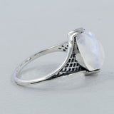 Rainbow Moonstone Silver Ring