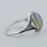 Rainbow Moonstone Silver Ring