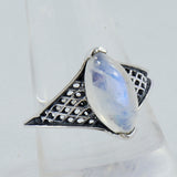 Rainbow Moonstone Silver Ring