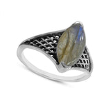 Rainbow Moonstone Silver Ring