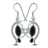 Black Onyx & Cubic Zirconia Silver Earrings