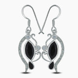 Black Onyx & Cubic Zirconia Silver Earrings