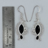 Black Onyx & Cubic Zirconia Silver Earrings