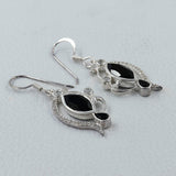 Black Onyx & Cubic Zirconia Silver Earrings