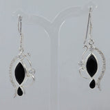 Black Onyx & Cubic Zirconia Silver Earrings