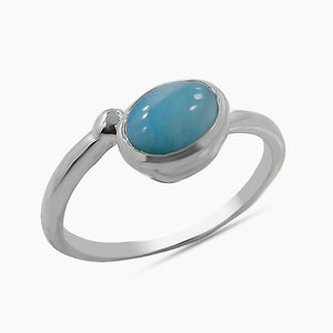 Blue Larimar Silver Adjustable Ring