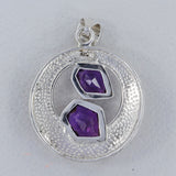 Three Tone Amethyst Silver Pendant