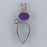 Rainbow Moonstone, Amethyst & Pearl Silver Pendant (Copy)