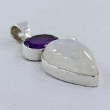 Rainbow Moonstone, Amethyst & Pearl Silver Pendant (Copy)