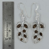 Blue Topaz Leaf Design Silver Earrings