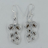 Blue Topaz Leaf Design Silver Earrings