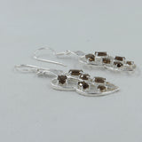 Blue Topaz Leaf Design Silver Earrings