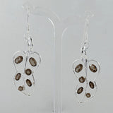 Blue Topaz Leaf Design Silver Earrings